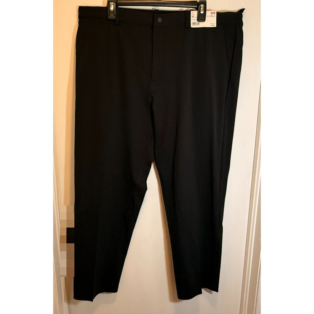 Uniqlo Men's 3XL Black EZY Ankle Pants Smart Tapered Stretch Flat Front 419508